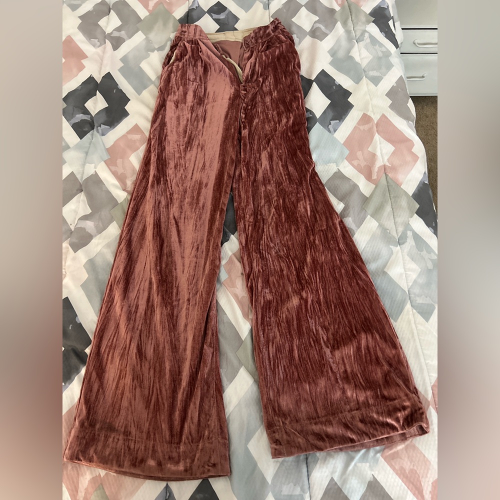 Free people Velvet Trousers in mauve pink